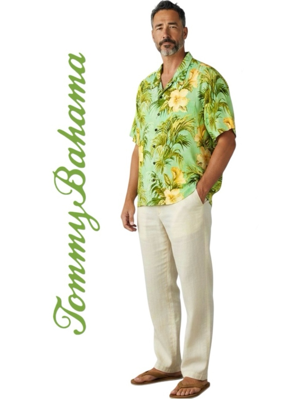 Vtg Tommy Bahama 100% Silk Shirt Hawaiian Tropical Button Up Short Sleeve Sz 2XL